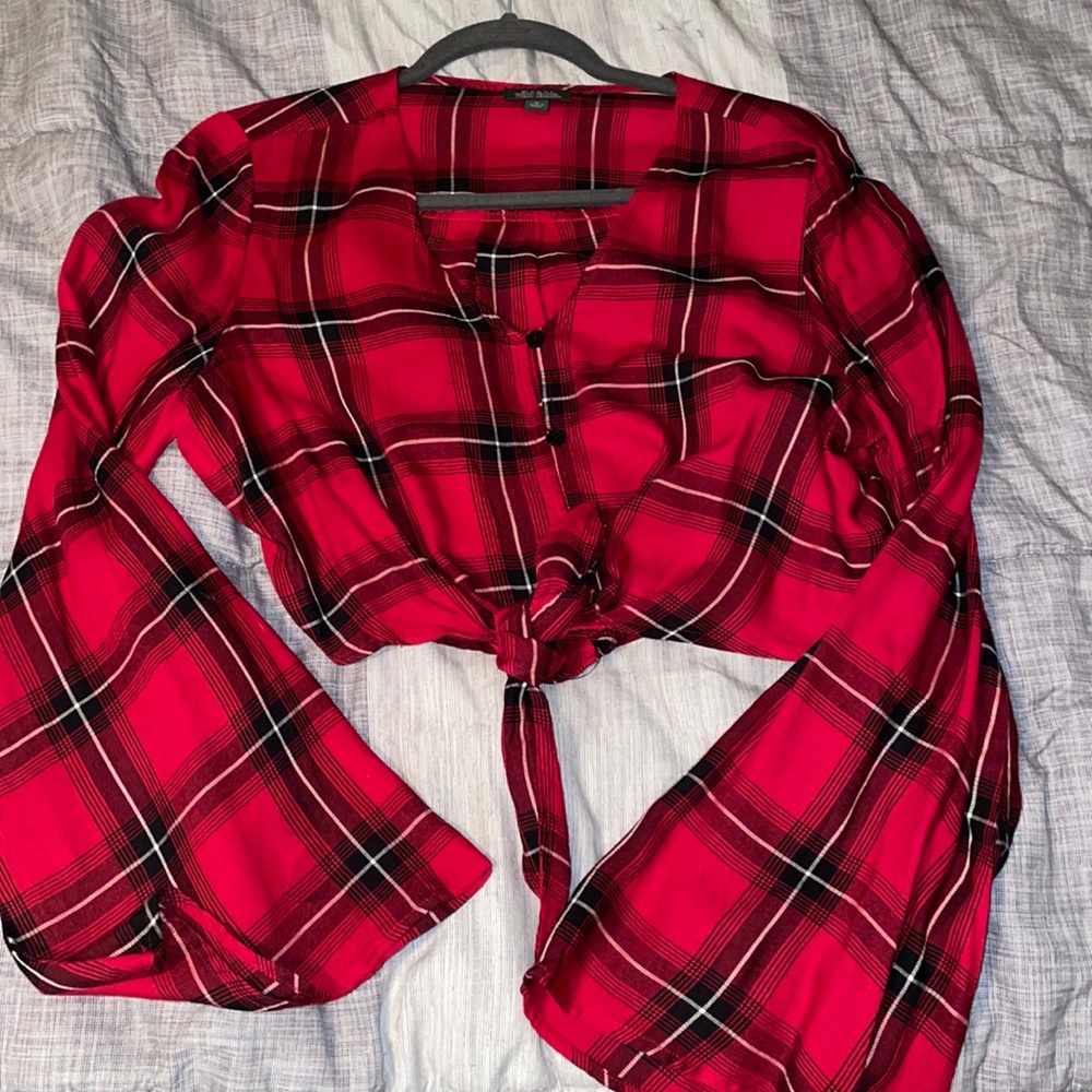 Cropped flannel top